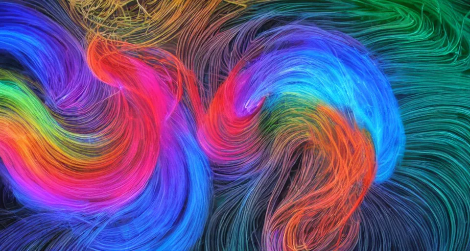 Prompt: spirals of colored smoke