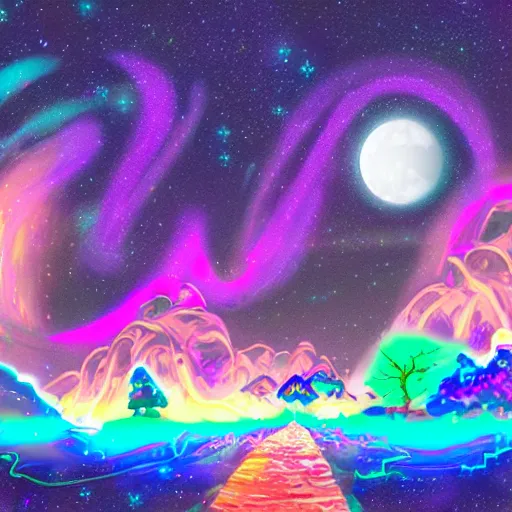 Image similar to link game moon in neon colors