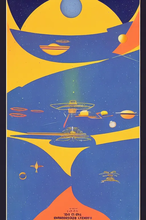 Prompt: 7 0 s travel poster for an extraterrestrial system destination, daniel marriam