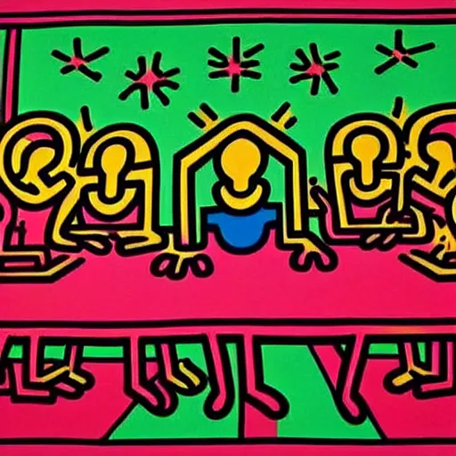 Image similar to The last supper, by Keith Haring