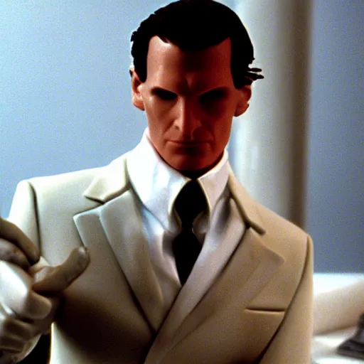 Image similar to greek statue of Patrick Bateman, viewed from above, in American Psycho (1999)