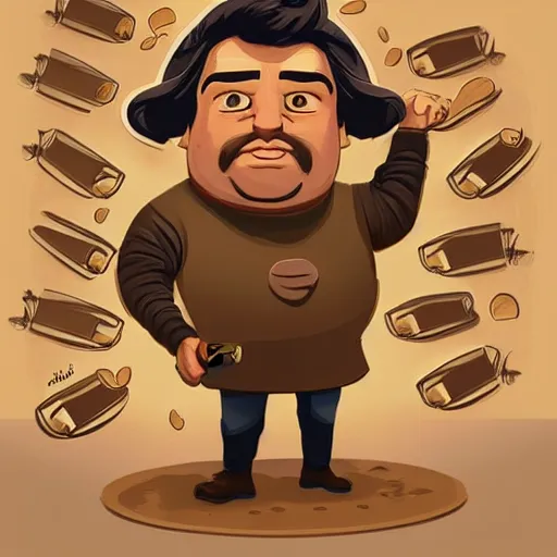 Prompt: guy named luis barlock. coffee addict and ruthless coffee bean maniac. chubby face. centered median photoshop filter cutout vector behance artgem hd jesper ejsing!