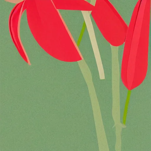 Prompt: Rubrum Lillies, Minimalist, Midcentury Modern, Illustration