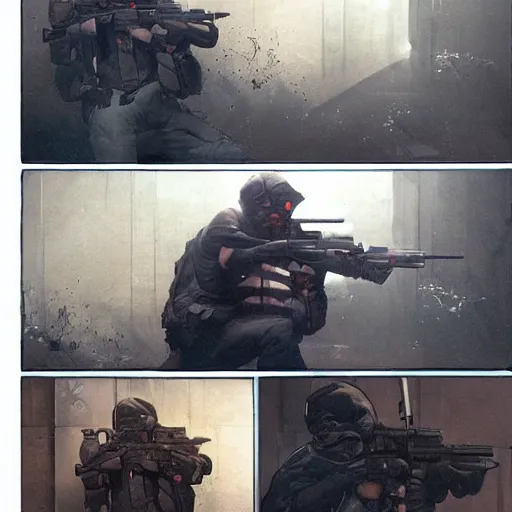 Image similar to counter strike, vintage comic by greg rutkowski