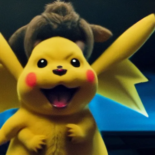 Prompt: Dany DeVito as Pikachu in the Detective Pikachu movie