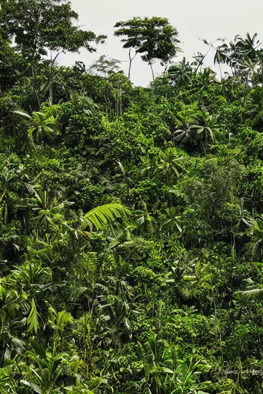 Image similar to abandoned sri lankan city, overgrown greenery, photograph