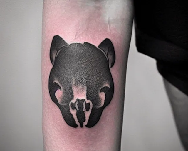Prompt: tattoo of capybara skull, best minimalistic tattoo art