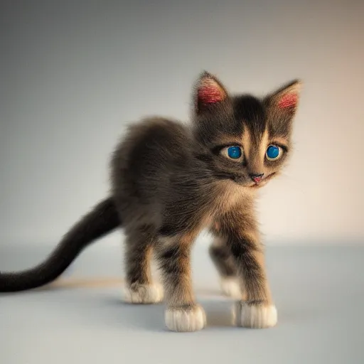 Prompt: full body pose, hyperrealistic photograph of a nightmare kitten, dim volumetric lighting, 8 k, octane beautifully detailed render, extremely hyper detailed, intricate, epic composition, cinematic lighting, masterpiece, trending on artstation, very very detailed, stunning, hdr, smooth, sharp focus, high resolution, award, winning photo, dslr, 5 0 mm