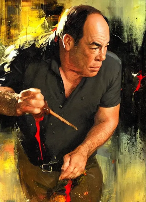 Image similar to jon taffer immersed in sludge!!!, painting by phil hale, fransico goya,'action lines '!!!, graphic style, visible brushstrokes, motion blur, blurry, visible paint texture, crisp hd image