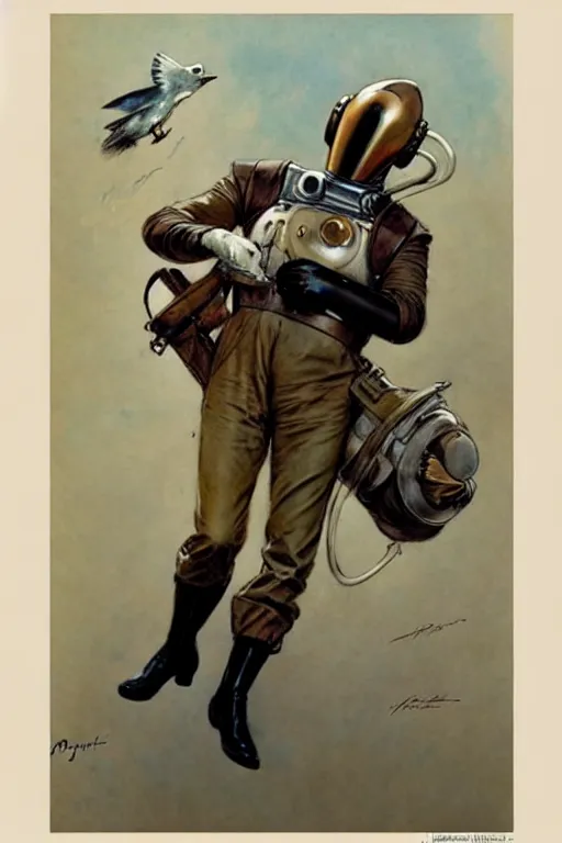 Prompt: (((((1950s the rocketeer . muted colors.))))) by Jean-Baptiste Monge !!!!!!!!!!!!!!!!!!!!!!!!!!!