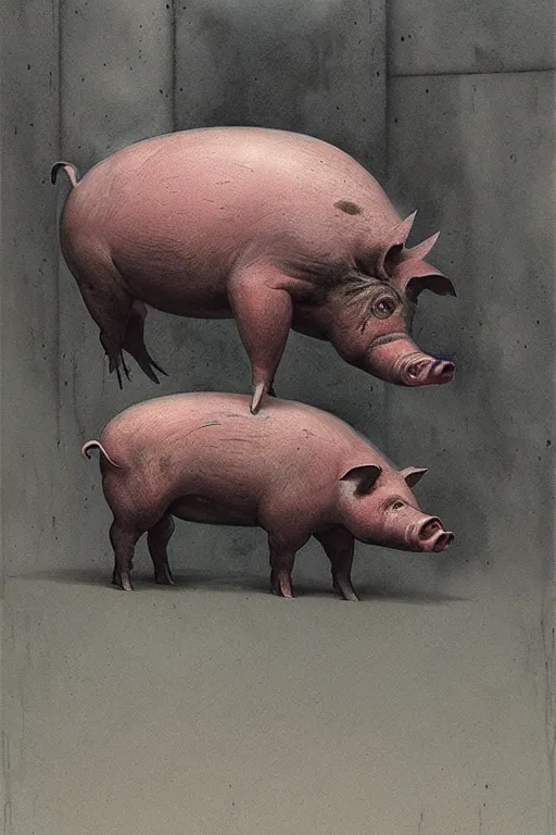 Image similar to pig machine by giger, zdzisław beksinski, greg rutkowski, maxim verehin