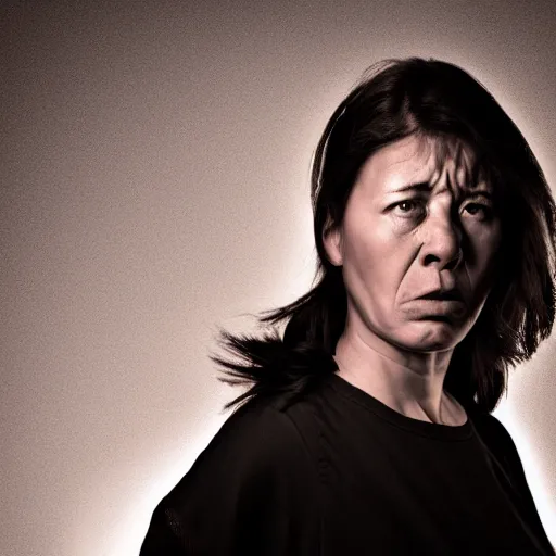 Prompt: angry woman photo dramatic lighting