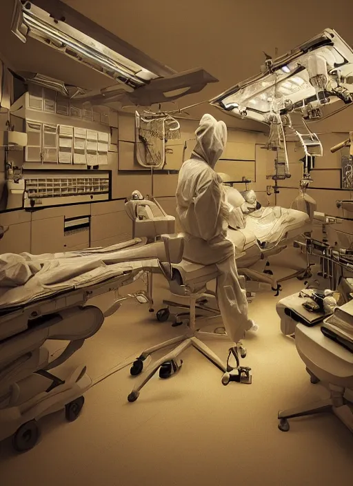 Image similar to cinematic shot epic, hyper realistic, mood lighting, fantasy, detailed operating room, highly detailed, super realistic, perfect lighting pixel sorting, style sheet