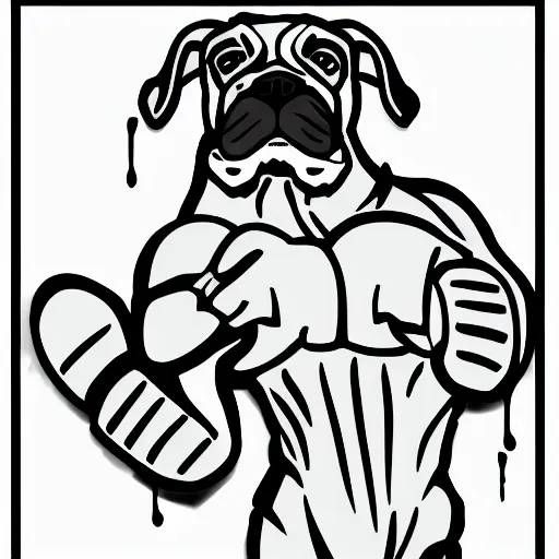 Prompt: A boxer, Harry Volk clip art style, Volk line art