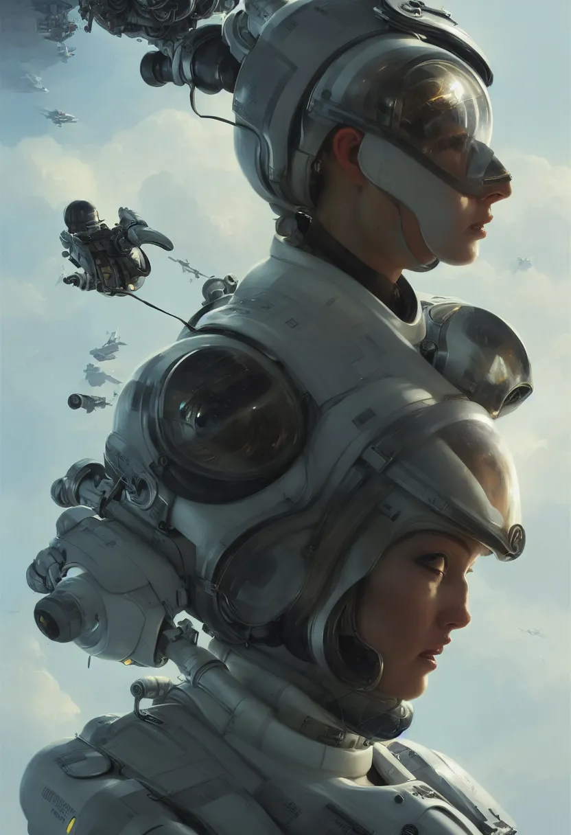 Prompt: stoic heroic emotionless handsome butch blonde woman engineer in flight suit, ultra high definition, ultra detailed, symmetry, matte painting, by greg rutkowski and ross tran and wlop