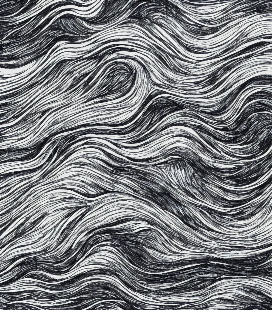Prompt: a beautiful painting of symmetric waves on the coast, lineart, charcoal sketch, extremely fine finish, high detail, simple style