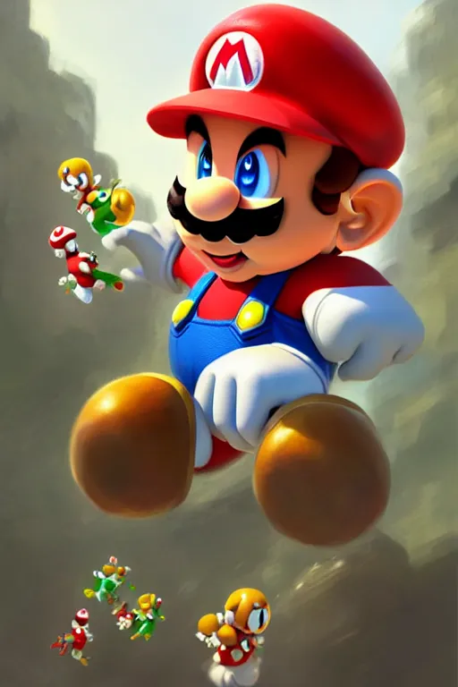 Image similar to super mario, highly detailed, digital painting, artstation, concept art, smooth, sharp focus, elegant, illustration, unreal engine 5, 8 k, art by artgerm and greg rutkowski and edgar maxence