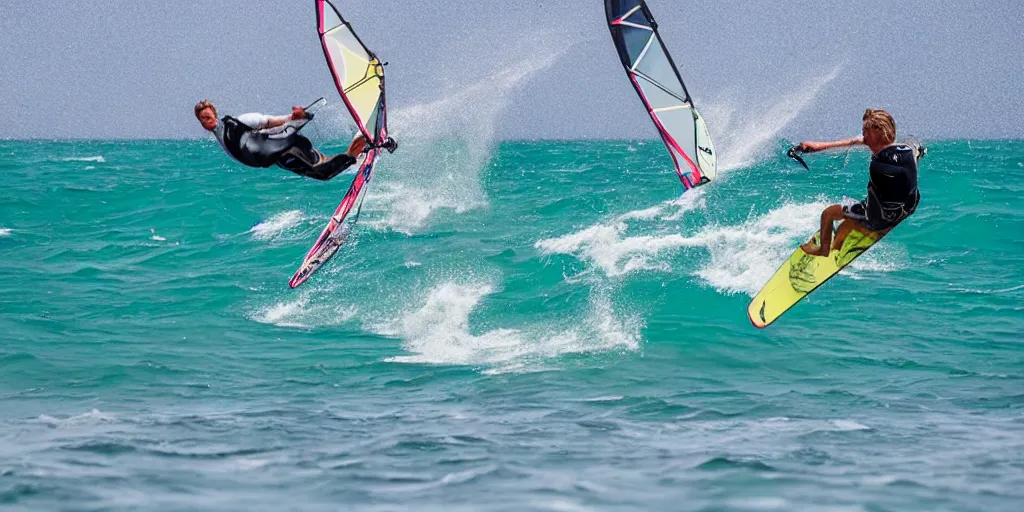 Image similar to kristoffer egeberg windsurfing in hawaii, extreme closeup