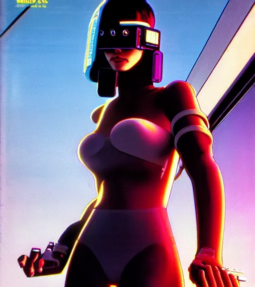 Image similar to cable inserted into head, jacked into cyberdeck wrist terminal, very very beautiful cyberpunk woman, computer, 1 9 7 9 omni magazine cover, style by vincent di fate, cyberpunk 2 0 7 7, very coherent, detailed, 4 k resolution, unreal engine, daz