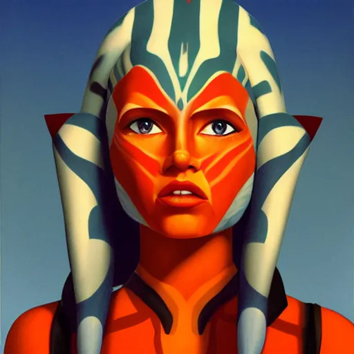 Image similar to Ahsoka Tano by Raphael, Hopper, and Rene Magritte. detailed, romantic, enchanting, trending on artstation.