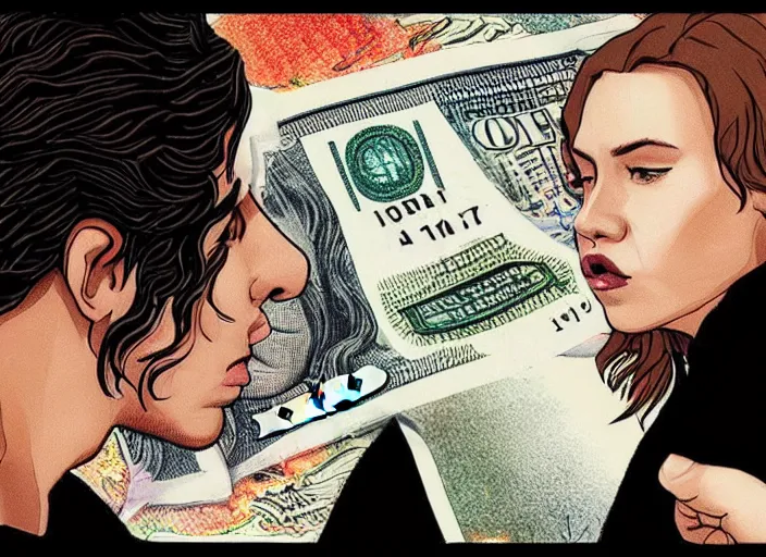 Prompt: reylo kissing, dollar bill!!!