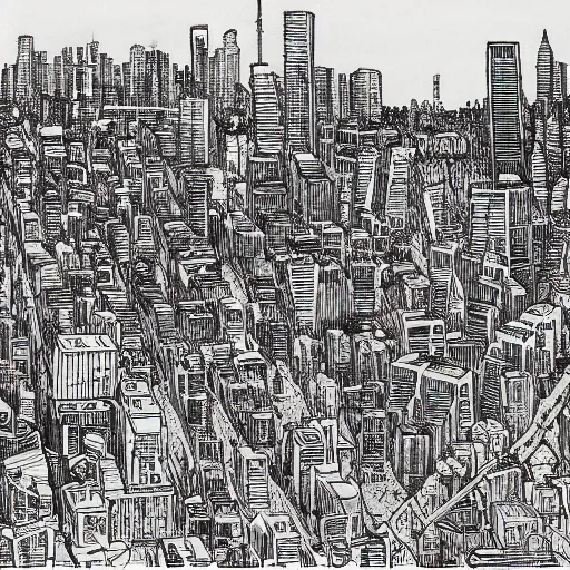 Image similar to a city by q hayashida, highly detailed, cityscape