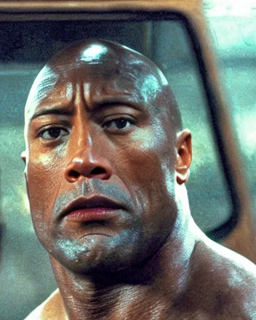 Image similar to film still close - up shot of dwayne johnson as john coffey driving a bus from the movie the green mile. photographic, photography