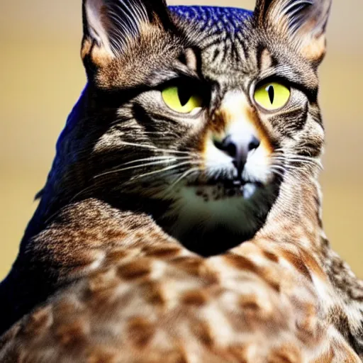 Image similar to a falcon - cat - hybrid, animal photography