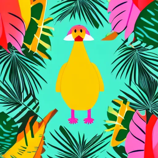 Prompt: cute digital illustration of an antropomorphic dodo bird. super cute. tropical. colorful.