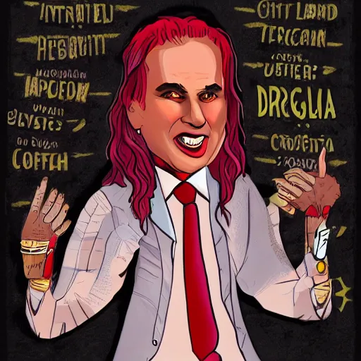 Image similar to peter schiff as dragula, illustration