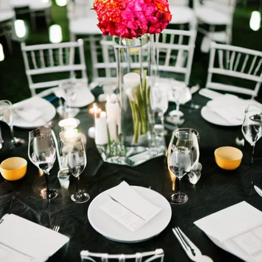 Prompt: ultra modern wedding centerpieces