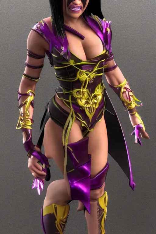 Image similar to mileena from mortal kombat 3 d render