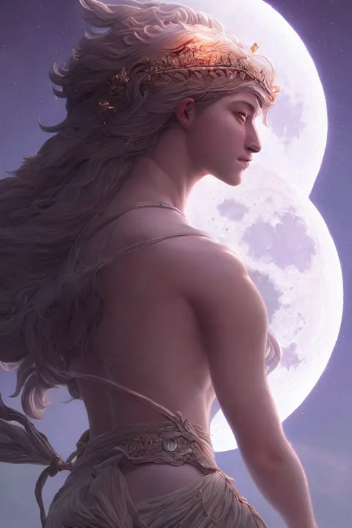 Image similar to goddess of the moon, highly detailed, digital painting, artstation, concept art, smooth, sharp focus, illustration, unreal engine 5, 8 k, art by artgerm and greg rutkowski and edgar maxence