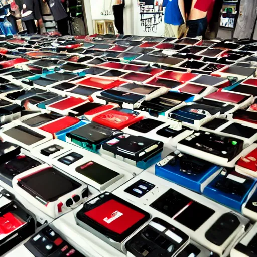 Prompt: 1000 Nintendo Consoles in a pile