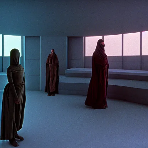 Prompt: colour aesthetic highly detailed photography scene arakis from dune ( 2 0 2 1 ) by alejandro hodorovski and denis villeneuve and gregory crewdson style characters with very highly detailed faces. with many details by andrei tarkovsky and caravaggio in sci - fi style. volumetric natural light hyperrealism photo on leica m - a kodak portra 4 0 0