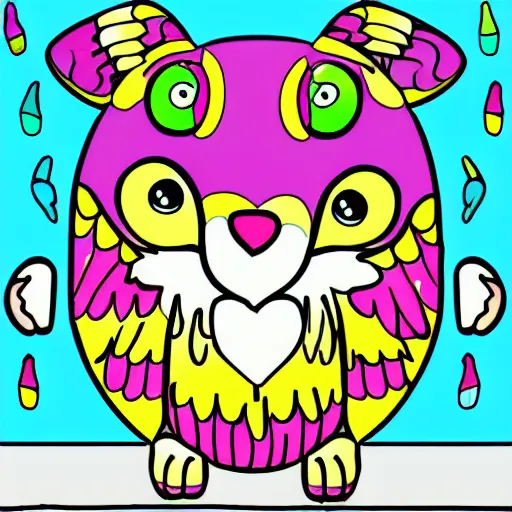 Image similar to cute animals, coloring book, outline art, digital art, drawing, simplistic