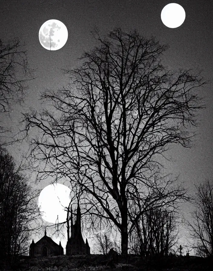 Prompt: A gothic church lit by the full moon