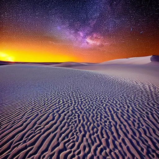 Prompt: milky way over the white sands national park in new mexico, united states, award winning national geographic