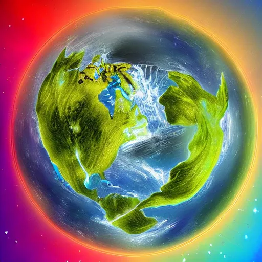 Image similar to earth surrounded by electron cloud, digital art, art station, illustration