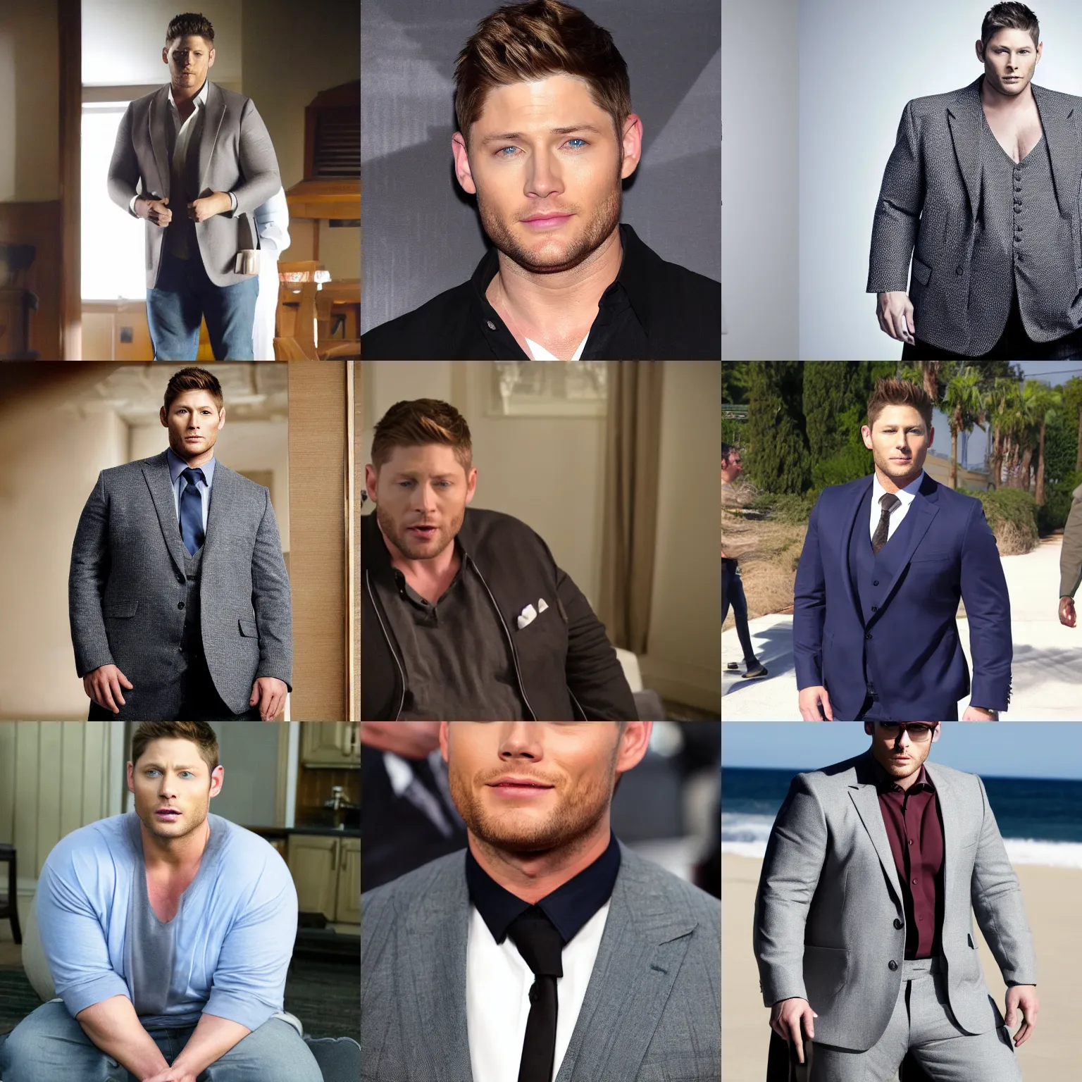 Prompt: jensen ackles wearing a fat suit, 4 k hd