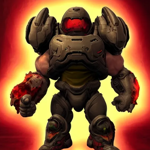 Prompt: Danny DeVito Doom Slayer