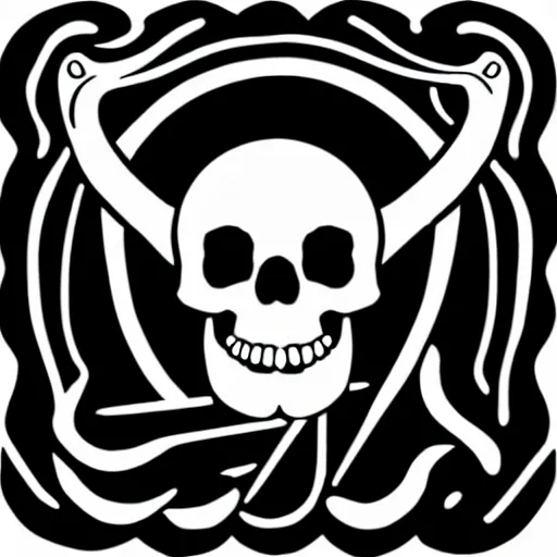 Image similar to Logo of a skull and crossbones with a tentacle beard