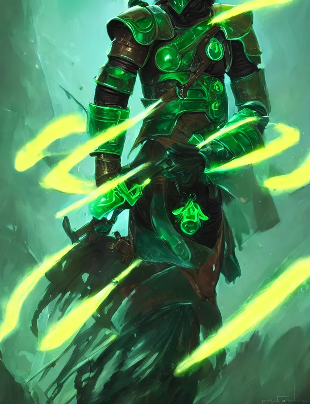 Prompt: masked knight in jade coloured cyberpunk armour alight with green flames, by frank fazetta and peter mohrbacher, trending on artstation, digital art, 4 k resolution, detailed, high quality, hq artwork, character concept, character full body portrait