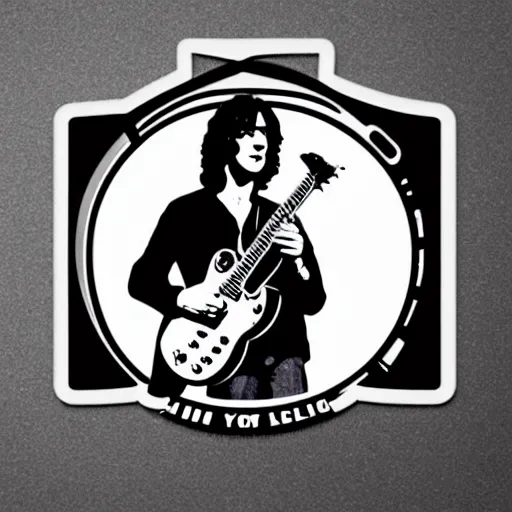 Image similar to 1 9 7 0 - young - jimmy page from led zepelin playing - guitar - solo, sticker - art, svg vector, adobe - illustrator