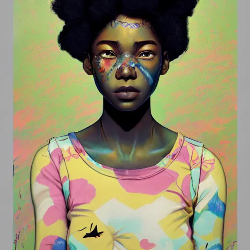 Image similar to teenage girl citizen portrait soft light painted by james jean and katsuhiro otomo and erik jones, inspired by zimbabwean afropunk anime, smooth face feature, intricate oil painting, high detail illustration, sharp high detail, manga and anime 1 9 9 9