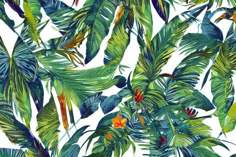 Image similar to exotic, elegant tropical prints : : trending on artstation