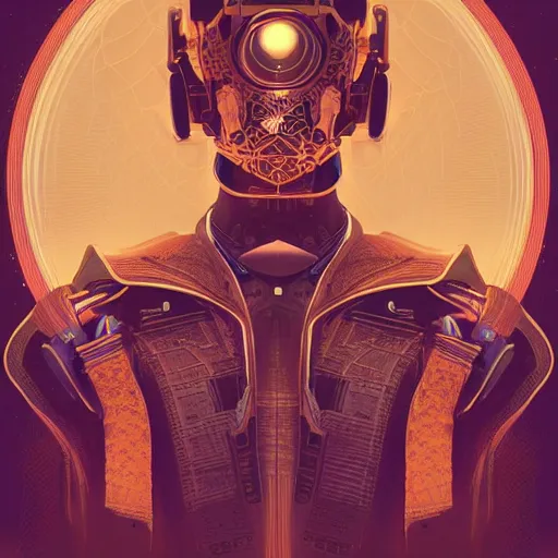 Prompt: pilot, 70s sci-fi, highly detailed, symmetrical long head, dark enlightenment, alchemy, nigredo, deep aesthetic, concept art, post process, 4k, highly ornate intricate details, art deco,