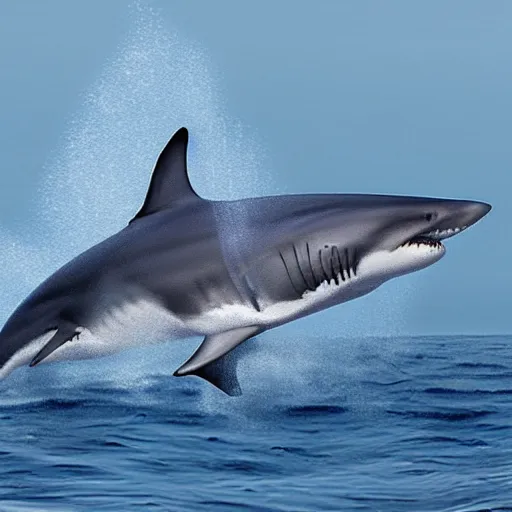Prompt: great white blue shark whale