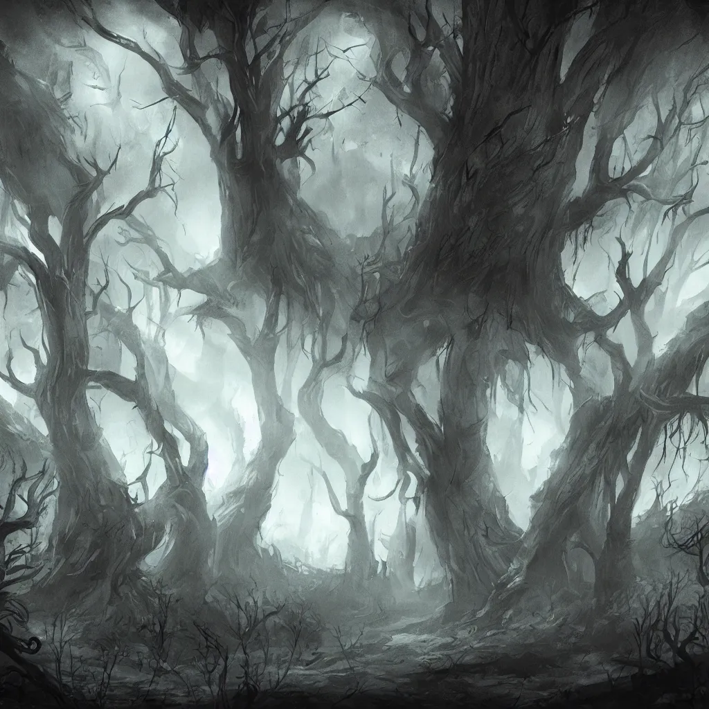 Prompt: Darkwood concept art