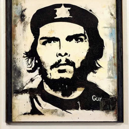 Image similar to a portrait of che guevara in a scenic landscape, by guy denning